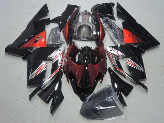 Black Red 2004-2005 Kawasaki ZX10R Motorcycle Fairings
