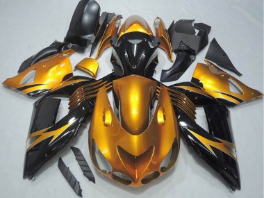 Gold Glossy Black 2006-2011 Kawasaki ZX14R ZZR1400 Motorcycle Fairing