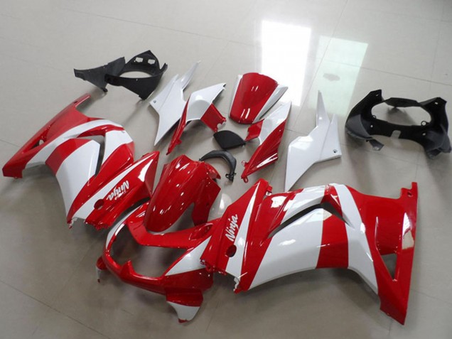 White Red 2008-2012 Kawasaki ZX250R Motorcycle Fairings