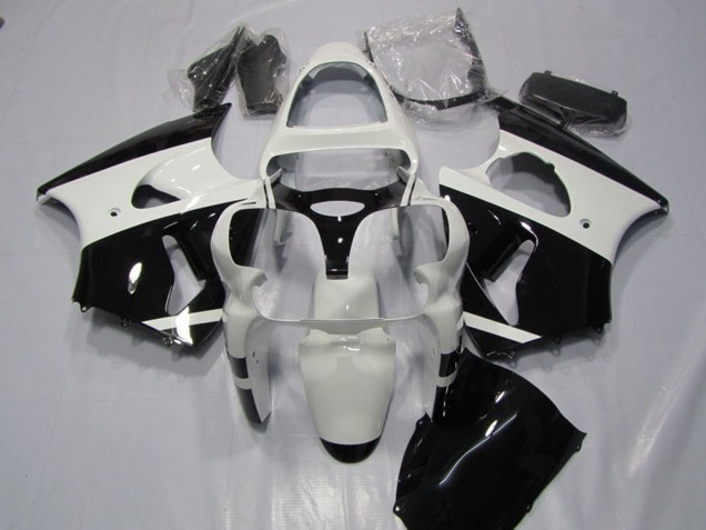 White Glossy Black 2000-2002 Kawasaki ZX6R Motorcycle Fairings