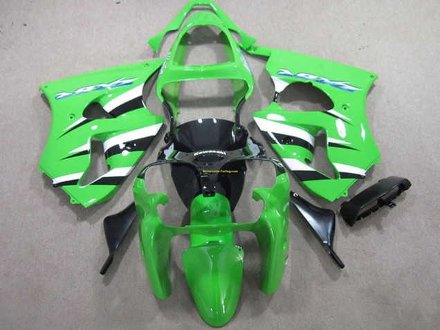 Green White Black 2000-2002 Kawasaki ZX6R Motorcycle Fairing Kit