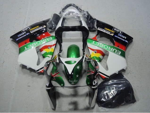 White Green Red Yellow Black Star EuroBet 2000-2002 Kawasaki ZX6R Motorcycle Fairings
