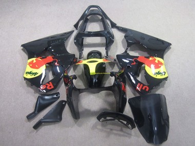 Glossy Black Yellow Red Bull 2000-2002 Kawasaki ZX6R Motorcycle Fairing