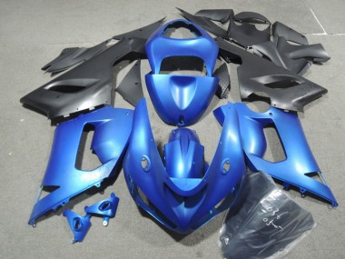 Blue Matte Black 2005-2006 Kawasaki ZX6R Motorcycle Fairing Kits