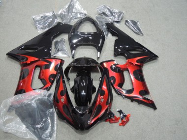Glossy Black Red 2005-2006 Kawasaki ZX6R Motorcycle Fairings