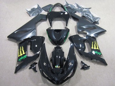 Glossy Black Yellow Monster 2005-2006 Kawasaki ZX6R Motorcycle Fairing
