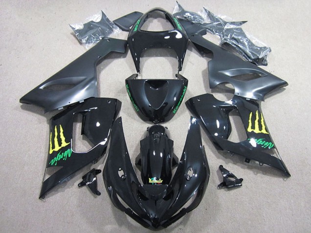 Glossy Black Yellow Monster 2005-2006 Kawasaki ZX6R Motorcycle Fairing