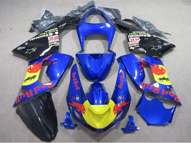 Blue Yellow Black Red Bull 2005-2006 Kawasaki ZX6R Motorcycle Fairings