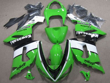 Green White Black 2005-2006 Kawasaki ZX6R Motorcycle Fairings