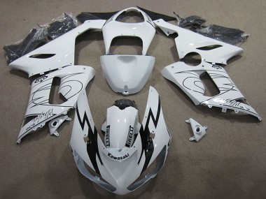 White Black 2005-2006 Kawasaki ZX6R Motorcycle Fairing Kits