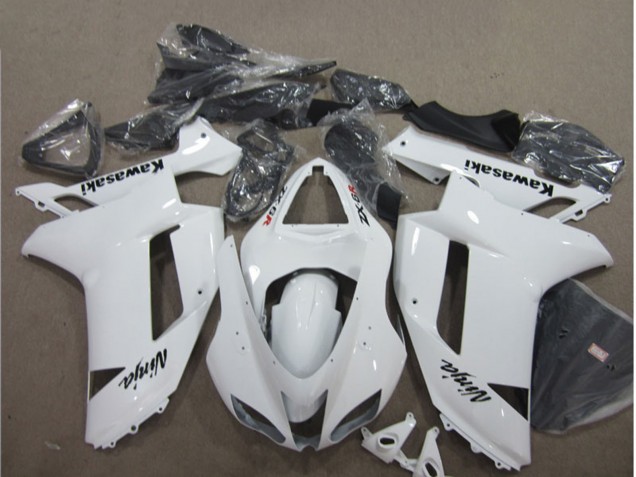 White 2007-2008 Kawasaki ZX6R Motorcycle Fairings