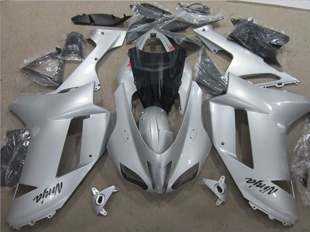 Silver 2007-2008 Kawasaki ZX6R Motorcycle Fairings