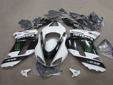 Black White Monster 2007-2008 Kawasaki ZX6R Motorcycle Fairings