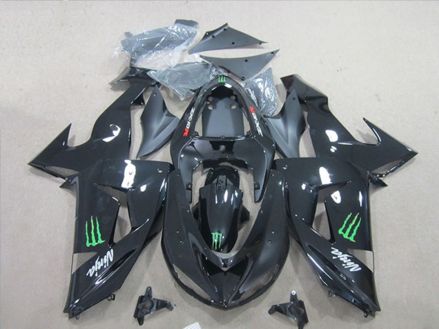 Black Ninja Green Monster 2007-2008 Kawasaki ZX6R Motorcycle Fairings