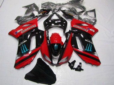 Red Black Monster 2007-2008 Kawasaki ZX6R Motorcycle Fairings