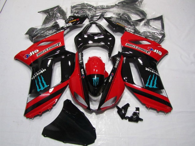 Red Black Monster 2007-2008 Kawasaki ZX6R Motorcycle Fairings