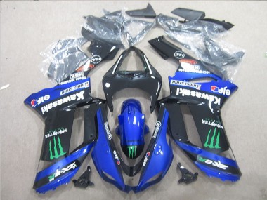Black Blue Green Monster 2007-2008 Kawasaki ZX6R Motorcycle Fairings