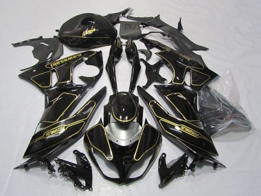 Glossy Black Silver Gold 2009-2012 Kawasaki ZX6R Motorcycle Fairings