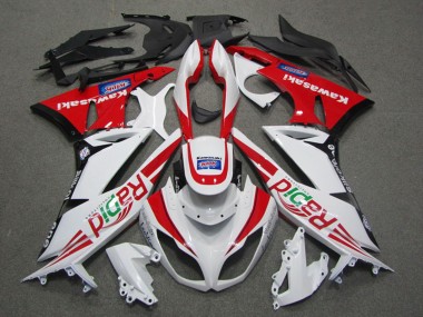 White Red Black Rapid 2009-2012 Kawasaki ZX6R Motorcycle Fairings