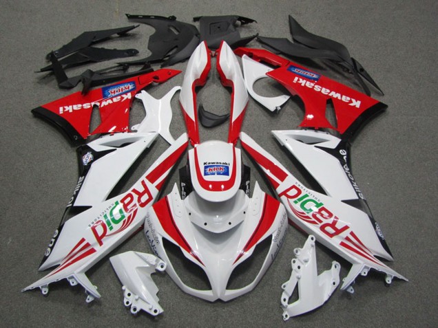 White Red Black Rapid 2009-2012 Kawasaki ZX6R Motorcycle Fairings
