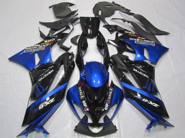 Blue Glossy Black Elf Touch4 Monster Bridgestone 2009-2012 Kawasaki ZX6R Motorcycle Fairings