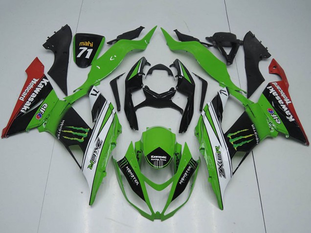 Green White Black Red Monster 2013-2018 Kawasaki ZX6R Motorcycle Fairings