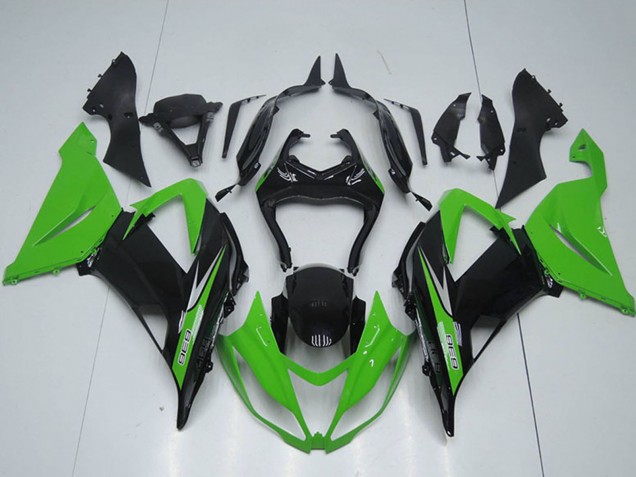 Green Glossy Black 2013-2018 Kawasaki ZX6R Motorcycle Fairings Kits