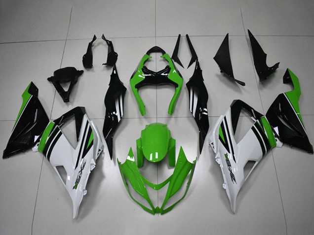 Green White Black Stripe 2013-2018 Kawasaki ZX6R Motorcycle Fairings