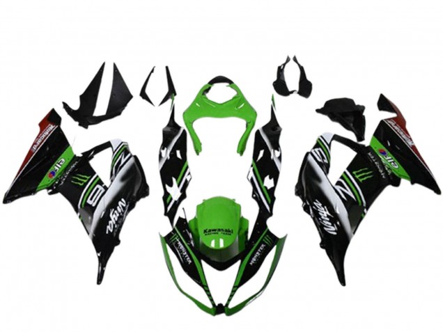 Green Black White Elf Monster 2013-2018 Kawasaki ZX6R Motorcycle Fairings