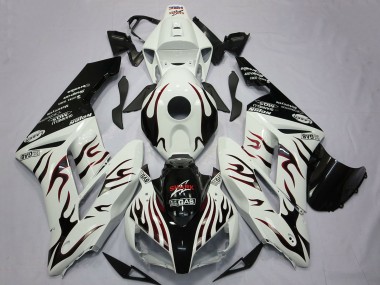 White Glossy Black Red Flame 2004-2005 Honda CBR1000RR Motorcycle Fairings