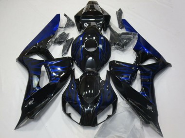 Glossy Black Blue Flame 2006-2007 Honda CBR1000RR Motorcycle Fairings