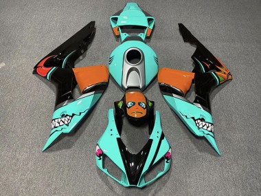 Cyan Blue Orange Glossy Black Shark 2006-2007 Honda CBR1000RR Motorcycle Fairings