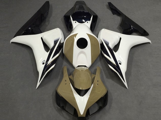 White Tan Glossy Black 2006-2007 Honda CBR1000RR Motorcycle Fairings