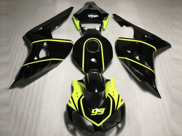 Glossy Black High Viz Yellow 99 2006-2007 Honda CBR1000RR Motorcycle Fairings