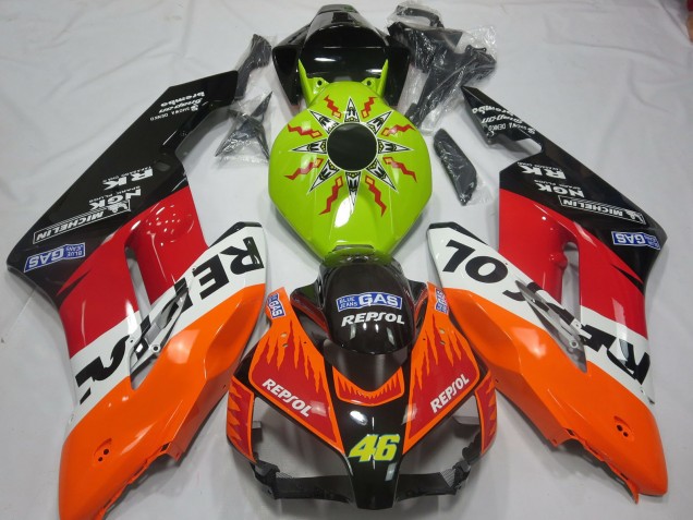 Lime Green Orange White Red Glossy Black Rossi Repsol 2004-2005 Honda CBR1000RR Motorcycle Fairings