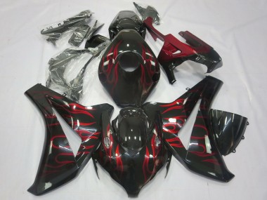 Glossy Black Red Flame 2008-2011 Honda CBR1000RR Motorcycle Fairings