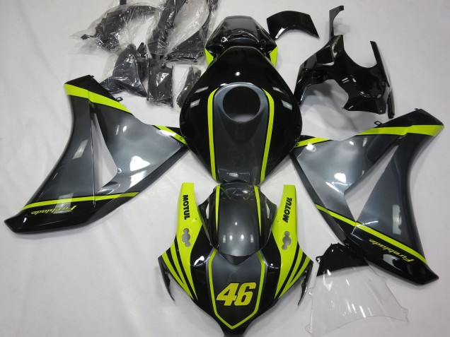 Grey Yellow Glossy Black 46 2008-2011 Honda CBR1000RR Motorcycle Fairings