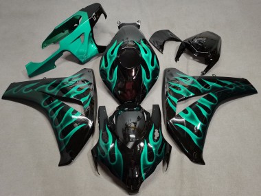 Glossy Black Green Flame 2008-2011 Honda CBR1000RR Motorcycle Fairings