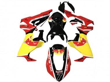 Glossy Black Yellow Red Bull 2017-2023 Honda CBR1000RR Motorcycle Fairings