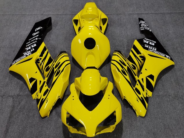 Yellow Glossy Black Flame 2004-2005 Honda CBR1000RR Motorcycle Fairings