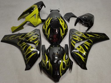 Glossy Black Gold Flame 2008-2011 Honda CBR1000RR Motorcycle Fairings