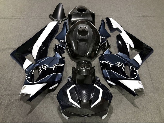 Black Carbon Fiber White Blue Bull 2013-2023 Honda CBR600RR Motorcycle Fairings