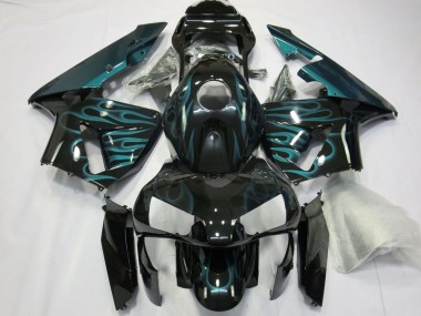 Glossy Black Green Flame 2003-2004 Honda CBR600RR Motorcycle Fairings