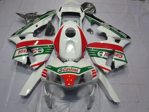 White Red Green Castrol 2003-2004 Honda CBR600RR Motorcycle Fairings