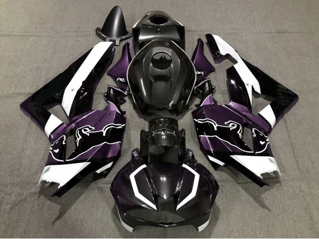 Black Carbon Fiber White Purple Bull 2013-2023 Honda CBR600RR Motorcycle Fairings