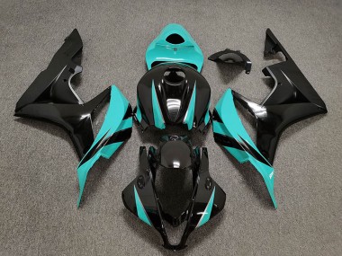 Cyan Blue Glossy Black 2007-2008 Honda CBR600RR Motorcycle Fairings