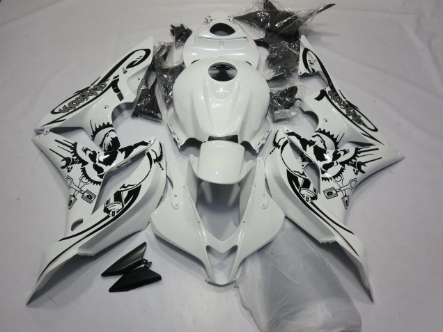 White Black 2007-2008 Honda CBR600RR Motorcycle Fairings