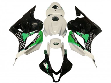 White Green Glossy Black Splatter 2009-2012 Honda CBR600RR Motorcycle Fairings