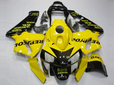 Yellow Glossy Black Repsol 2003-2004 Honda CBR600RR Motorcycle Fairings