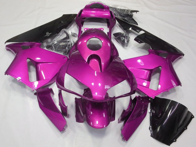 Hot Pink Glossy Black 2003-2004 Honda CBR600RR Motorcycle Fairings